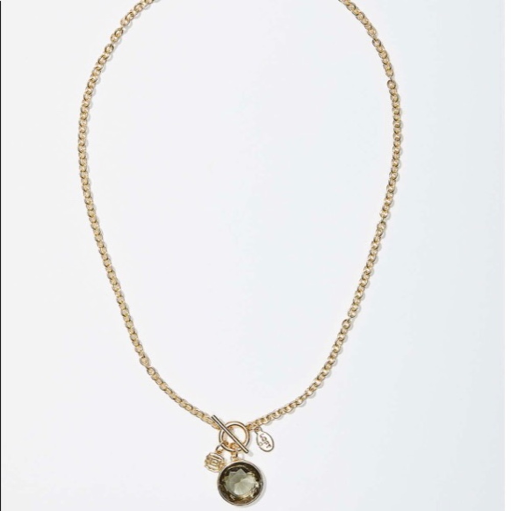 NWT LOFT Gemstone Pendant and Gold Chain Necklace
